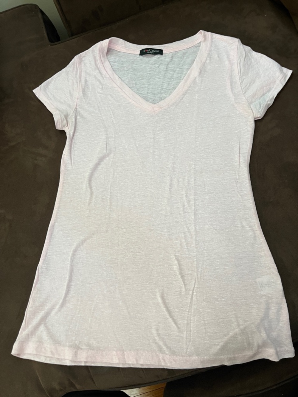 Love Cameron  Light Pink V-Neck Short Sleeve Tee